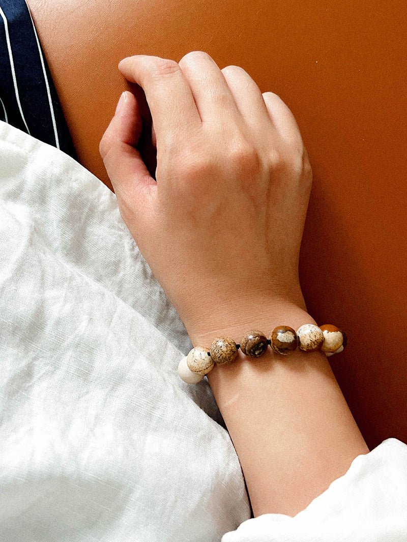 Natural Picture Jasper & White Fossil Bracelet - floysun