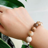 Natural Picture Jasper & White Fossil Bracelet - floysun