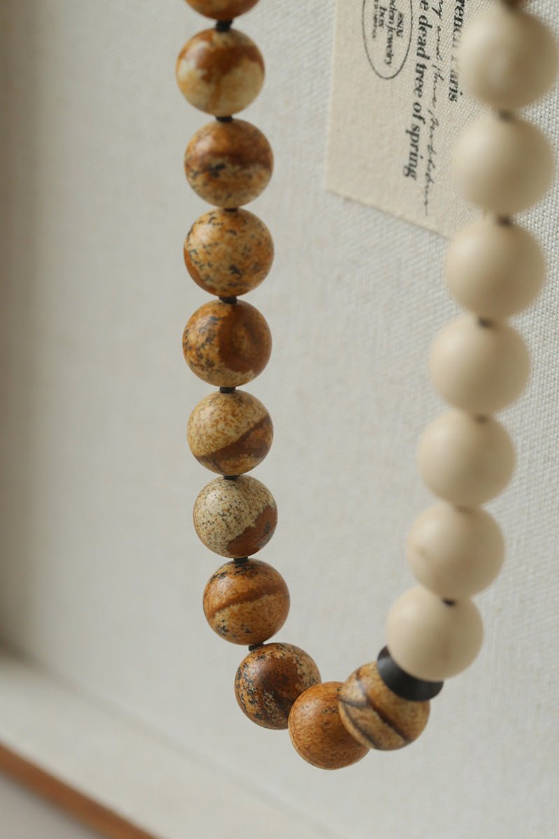 Natural Picture Jasper & White Fossil Necklace - floysun