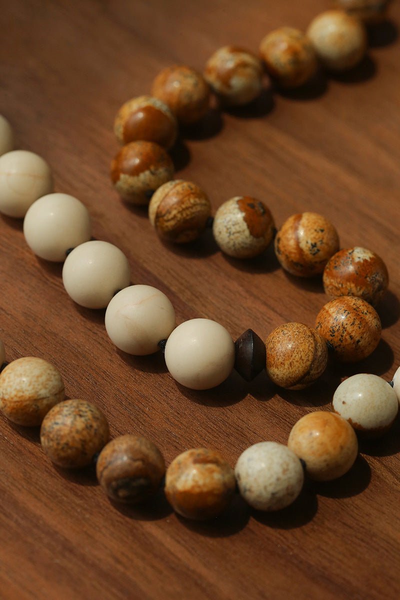 Natural Picture Jasper & White Fossil Necklace - floysun