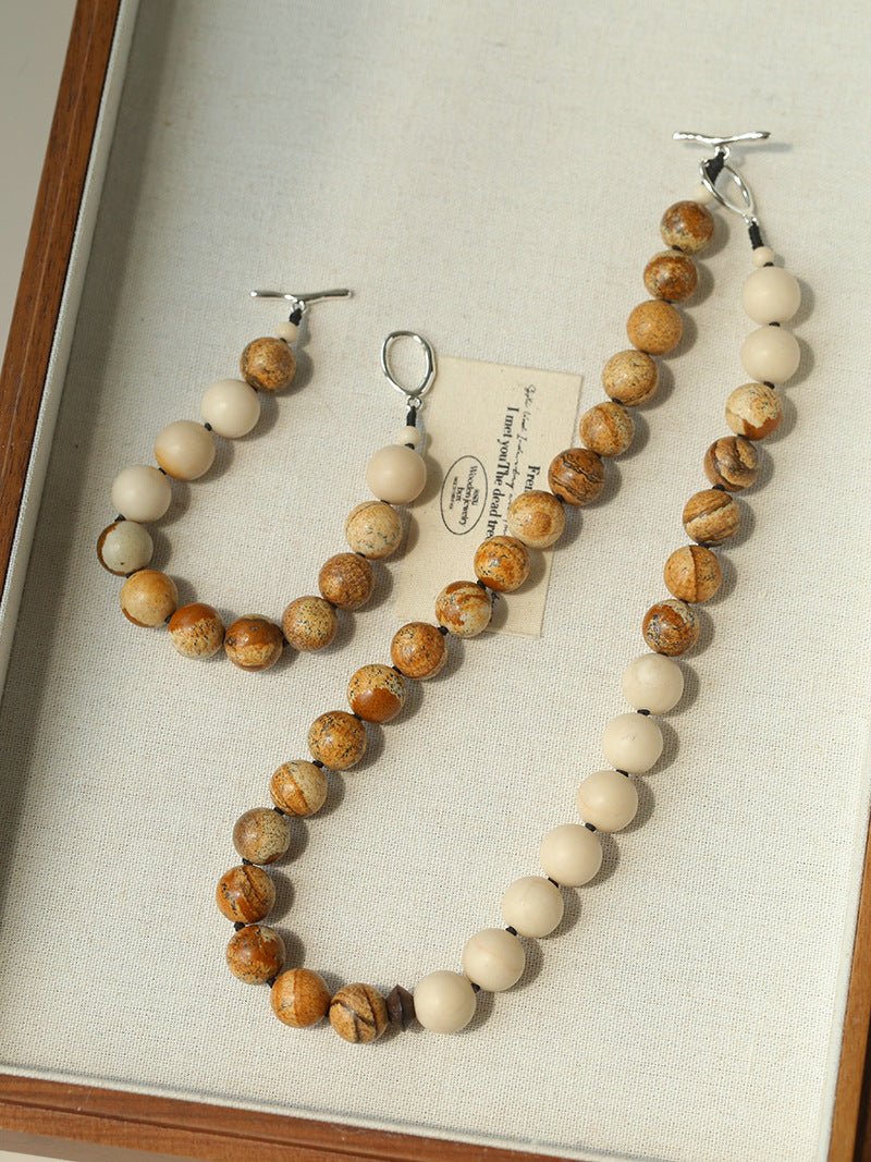 Natural Picture Jasper & White Fossil Necklace - floysun
