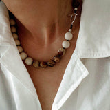 Natural Picture Jasper & White Fossil Necklace - floysun
