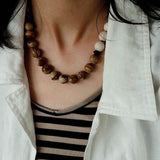 Natural Picture Jasper & White Fossil Necklace - floysun