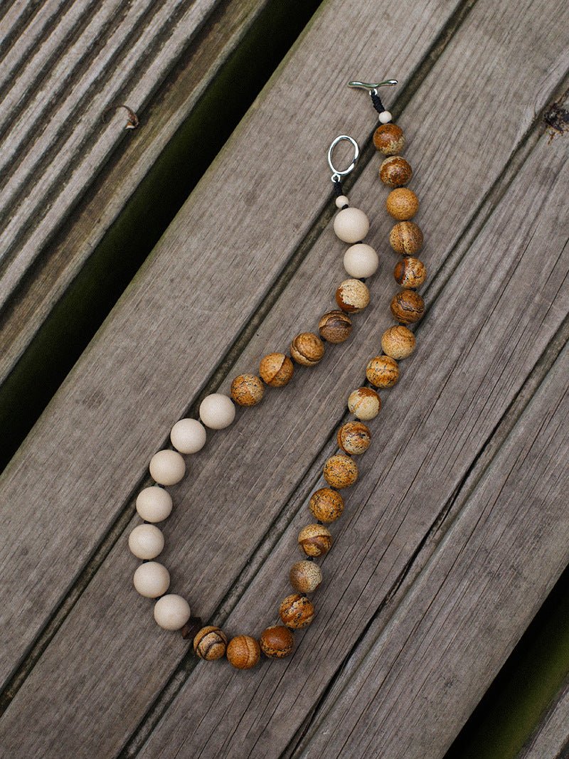 Natural Picture Jasper & White Fossil Necklace - floysun