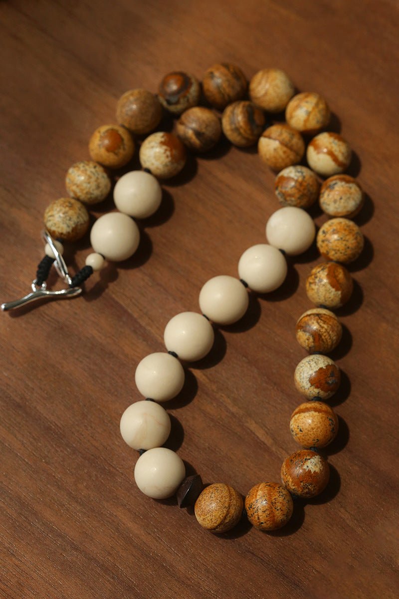 Natural Picture Jasper & White Fossil Necklace - floysun