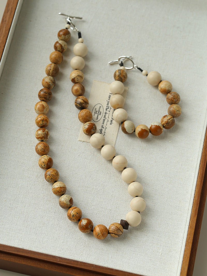 Natural Picture Jasper & White Fossil Necklace - floysun