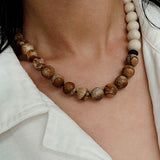 Natural Picture Jasper & White Fossil Necklace - floysun