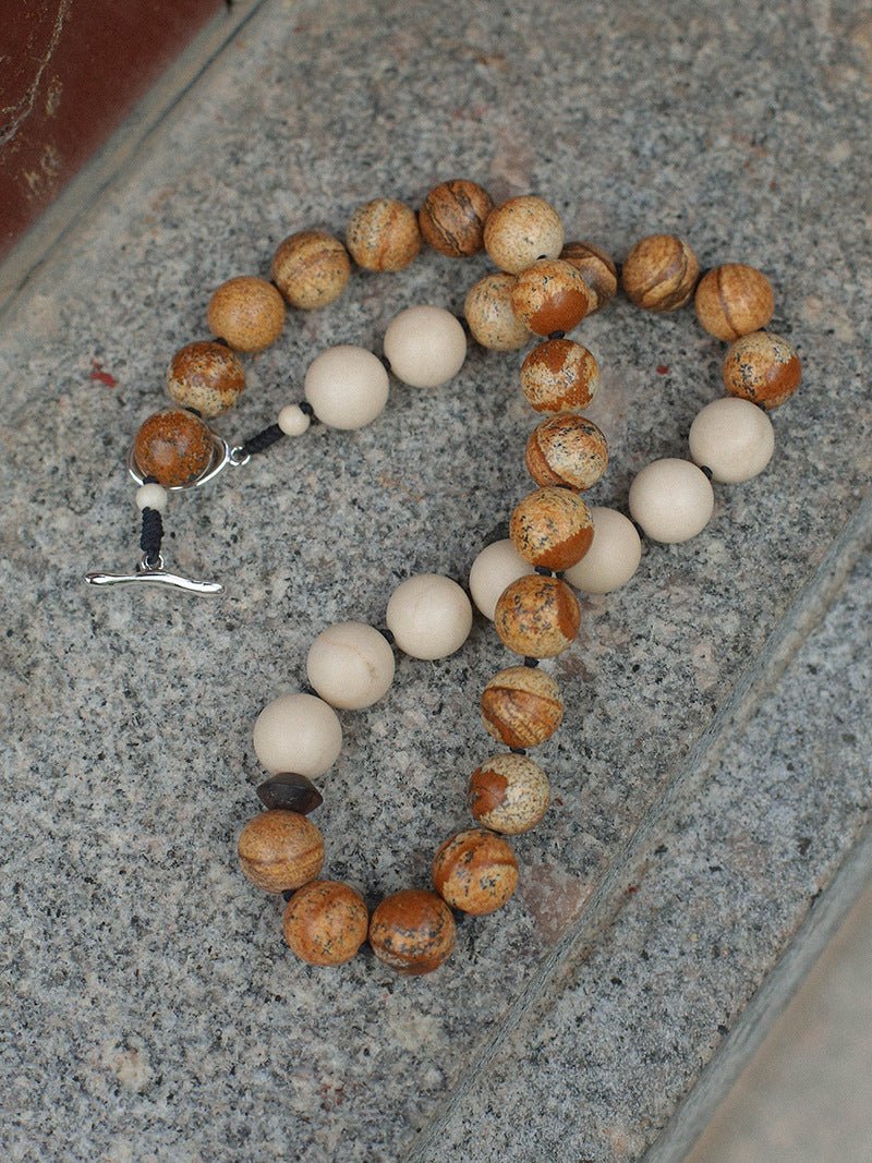 Natural Picture Jasper & White Fossil Necklace - floysun