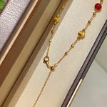 Natural Red Agate & Brushed Gold Beaded Starry Sky Necklace - floysun