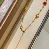 Natural Red Agate & Brushed Gold Beaded Starry Sky Necklace - floysun