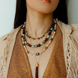 Natural Shell & Tiger Eye Stone Necklace – Earthy Boho Chic - floysun