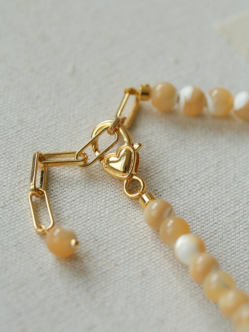 Natural Shell & Tiger Eye Stone Necklace – Earthy Boho Chic - floysun