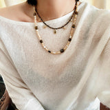 Natural Shell & Tiger Eye Stone Necklace – Earthy Boho Chic - floysun