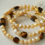 Natural Shell & Tiger Eye Stone Necklace – Earthy Boho Chic - floysun
