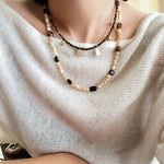 Natural Shell & Tiger Eye Stone Necklace – Earthy Boho Chic - floysun