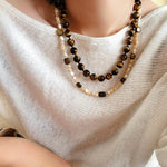 Natural Shell & Tiger Eye Stone Necklace – Earthy Boho Chic - floysun