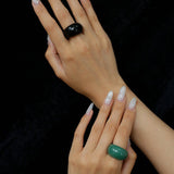 Natural Stone Balloon Ring - Black Onyx - floysun