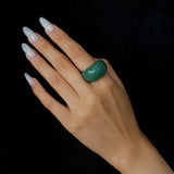 Natural Stone Balloon Ring - Green Jade - floysun