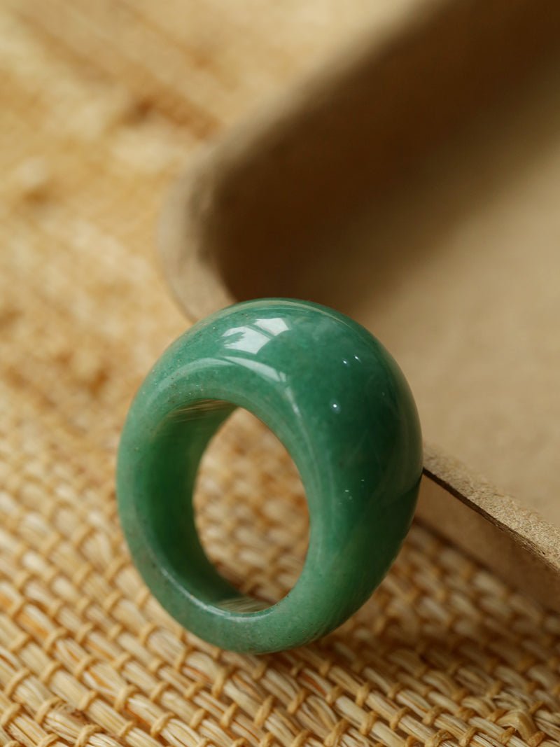 Natural Stone Balloon Ring - Green Jade - floysun