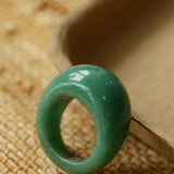 Natural Stone Balloon Ring - Green Jade - floysun