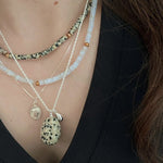 Natural Stone Egg Pendants Necklaces - Spotted Stone - floysun