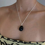 Natural Stone Egg Pendants Necklaces - Spotted Stone - floysun