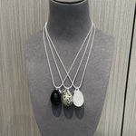 Natural Stone Egg Pendants Necklaces - White Crystal - floysun