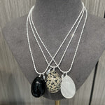 Natural Stone Egg Pendants Necklaces - White Crystal - floysun