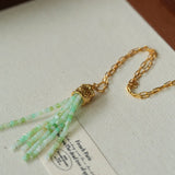 Natural Stone Tassel Necklace – Pearl, Sunstone, Australian Jade, Garnet, Moss Agate - floysun