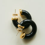 Natural Tiger’s Eye & Red Stone & Black Onyx Hoop Earrings - floysun