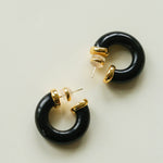Natural Tiger’s Eye & Red Stone & Black Onyx Hoop Earrings - floysun
