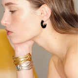Natural Tiger’s Eye & Red Stone & Black Onyx Hoop Earrings - floysun