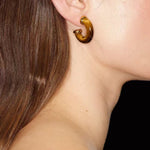 Natural Tiger’s Eye & Red Stone Hoop Earrings - floysun
