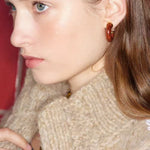 Natural Tiger’s Eye & Red Stone Hoop Earrings - floysun