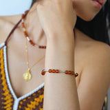Nature's Whisper Gemstone Beaded Necklace with Red Garnet - floysun