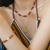 Nature's Whisper Gemstone Beaded Necklace with Red Garnet - floysun