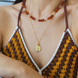 Nature's Whisper Gemstone Beaded Necklace with Red Garnet - floysun