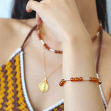 Nature's Whisper Gemstone Beaded Necklace with Red Garnet - floysun