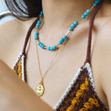 Nature's Whisper Gemstone Beaded Necklace with Sky Blue Amazonite - floysun
