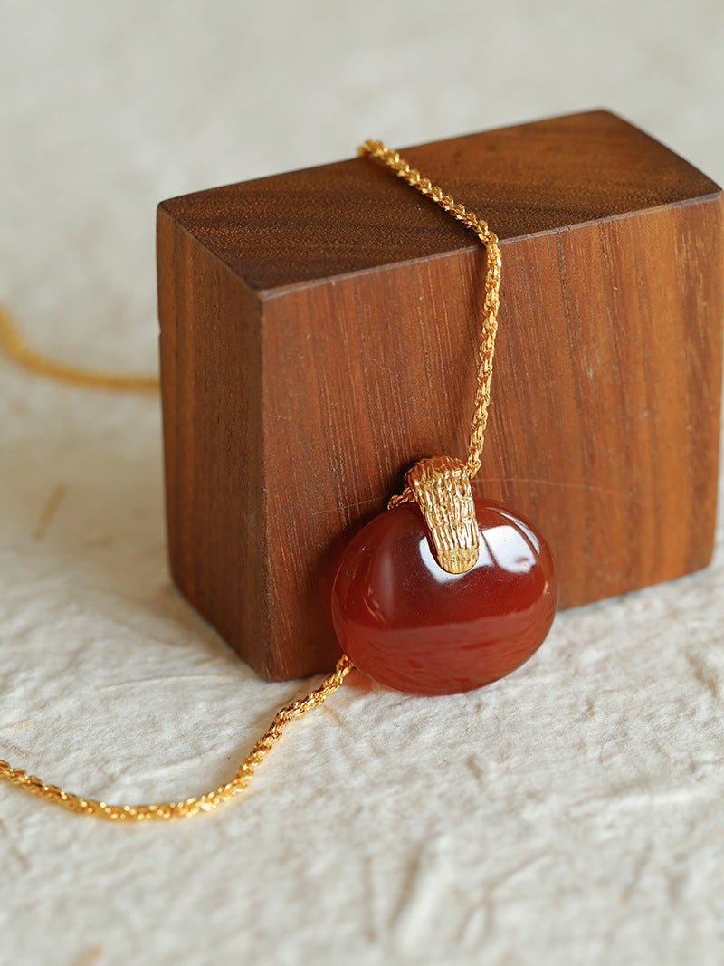 New Chinese Style Agate Peace Knot Pendant Necklace - floysun