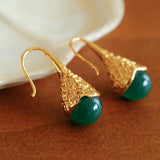 Niche Drop - shaped Agate Texture Ear Hook Earrings - floysun