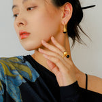 Niche Drop - shaped Agate Texture Ear Hook Earrings - floysun