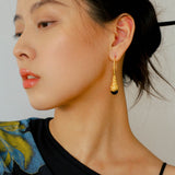 Niche Drop - shaped Agate Texture Ear Hook Earrings - floysun