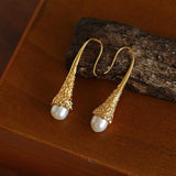 Niche Drop - shaped Agate Texture Ear Hook Earrings - floysun