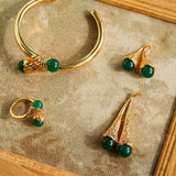 Niche Drop - shaped Agate Texture Ear Hook Earrings - floysun