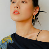 Niche Drop - shaped Agate Texture Ear Hook Earrings - floysun