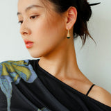 Niche Drop - shaped Agate Texture Ear Hook Earrings - floysun