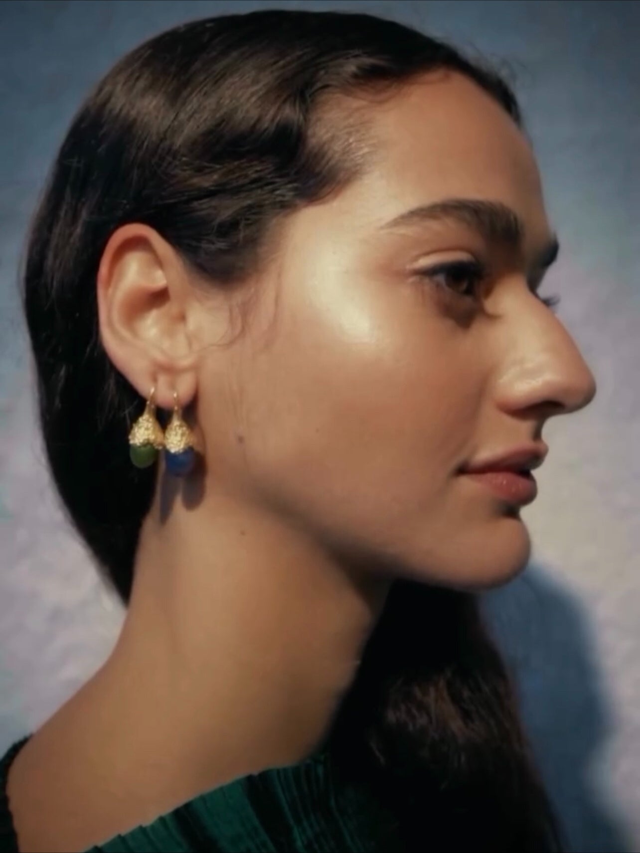 Niche Drop - shaped Agate Texture Ear Hook Earrings - floysun