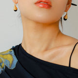 Niche Drop - shaped Agate Texture Ear Hook Earrings - floysun