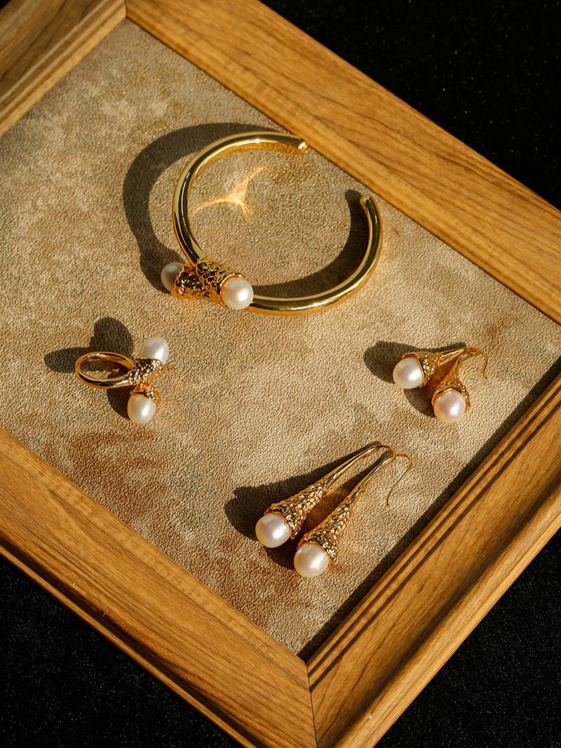 Niche Drop - shaped Agate Texture Ear Hook Earrings - floysun